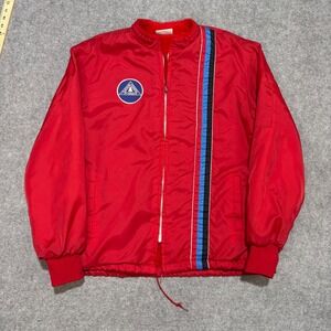 Vintage Great Lakes Sportswear Red Racing Jacket Telephone Pioneers USA Made XL